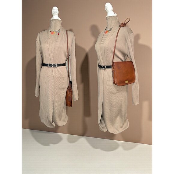 VTG Coach Companion Flap 9076 British Tan Leather Brass Turn Lock Bag 90s USA - Picture 3 of 11